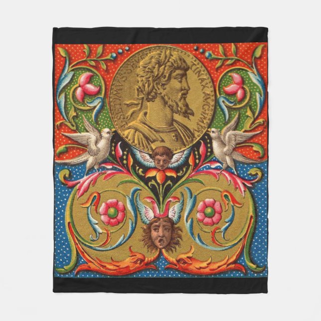 15th century print Caesar birds flowers etc Fleece Blanket (Front)