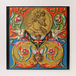 15th century print Caesar birds flowers etc Jigsaw Puzzle