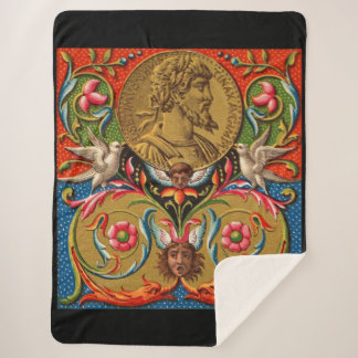 15th century print Caesar birds flowers etc Sherpa Blanket