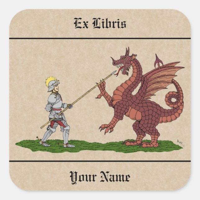 15th Century Saint George and the Dragon Bookplate (Front)