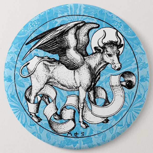 15th Century St Luke's Emblem Winged Bull Button (Front)
