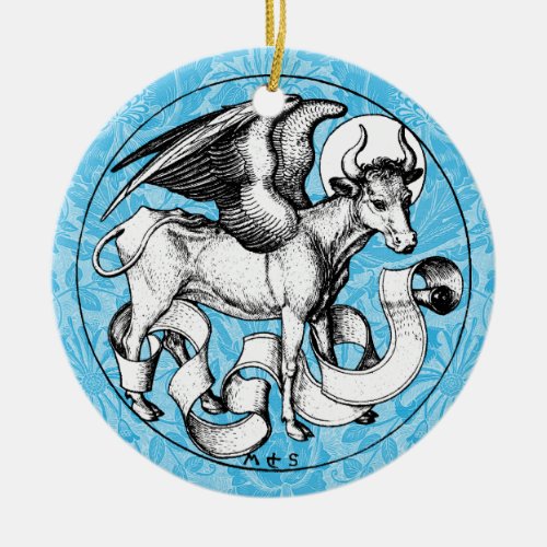 15th Century St Lukes Emblem Winged Bull Ceramic Ornament