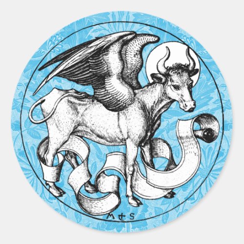 15th Century St Lukes Emblem Winged Bull Classic Round Sticker