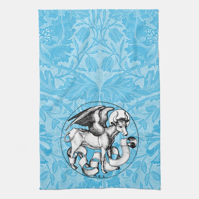 15th Century St Luke's Emblem Winged Bull Kitchen Towel (Vertical)