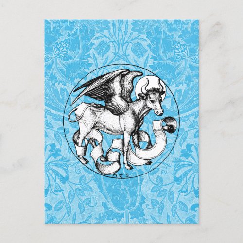 15th Century St Lukes Emblem Winged Bull Postcard
