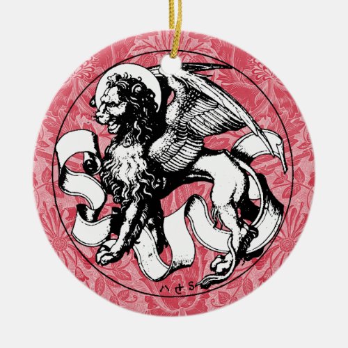15th Century St Marks Emblem Winged Lion Ceramic Ornament