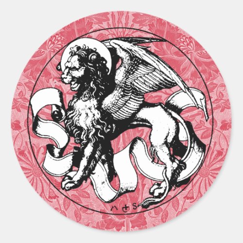 15th Century St Marks Emblem Winged Lion Classic Round Sticker