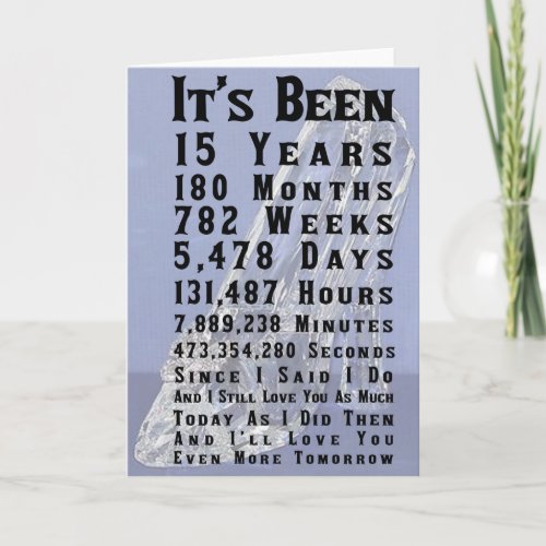 15th Crystal Wedding Anniversary Card