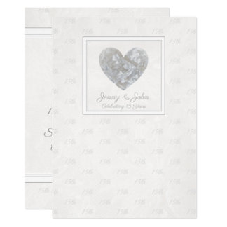 15th Crystal Wedding anniversary heart invite