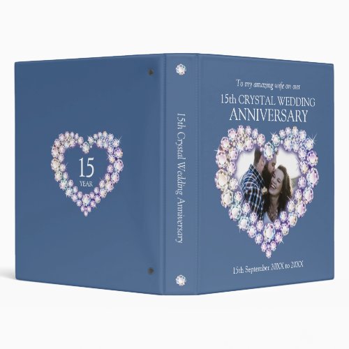 15th crystal wedding anniversary photo 3 ring bind 3 ring binder