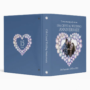 15th crystal wedding anniversary photo 3 ring bind binder