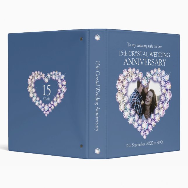 15th crystal wedding anniversary photo 3 ring bind binder (Background)