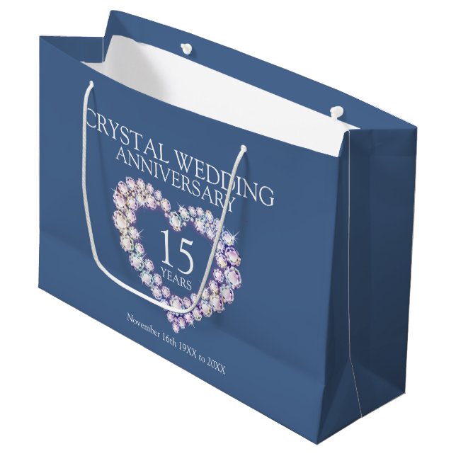 15th Crystal wedding anniversary photo gift bag (Front Angled)