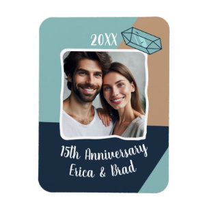 15th Crystal Wedding Anniversary Photo Keepsake Magnet
