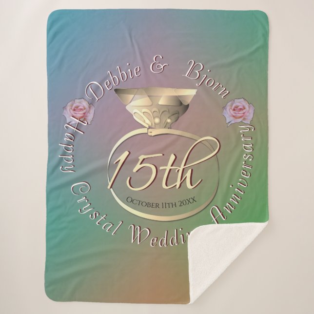 15th Crystal Wedding Anniversary Sherpa Blanket (Front)