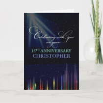 15th Employee Anniversary Sky, Customizable Black Card
