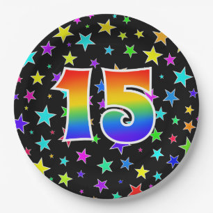 15th Event: Bold, Fun, Colorful Rainbow 15 Paper Plates
