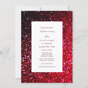 15th Fifteenth Birthday Burgundy Red Glitter Ombre Invitation