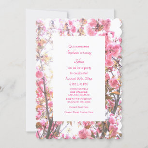 15th Fifteenth Birthday Floral Pink Cherry Blossom Invitation