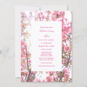 15th Fifteenth Birthday Pink Cherry Blossom Floral Invitation