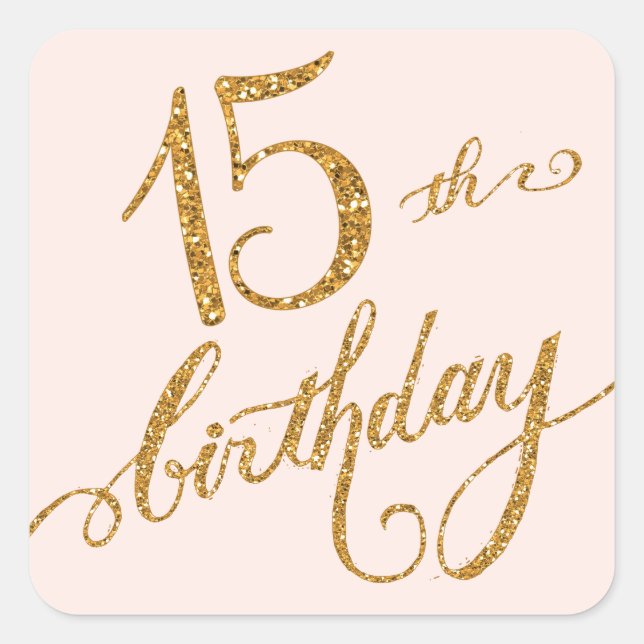 15th, Fifteenth Mis Quice Anos Birthday Party Square Sticker (Front)