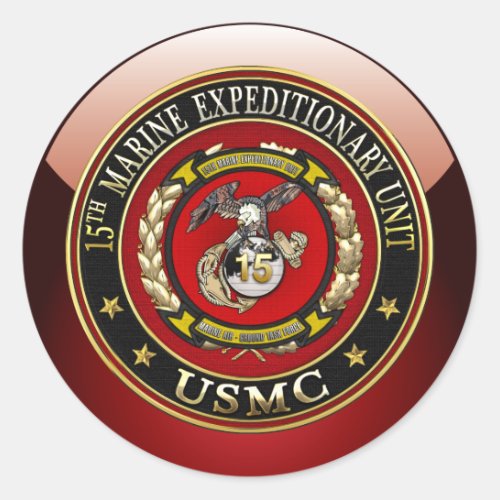 15th Marine Expeditionary Unit 15th MEU 3D Classic Round Sticker