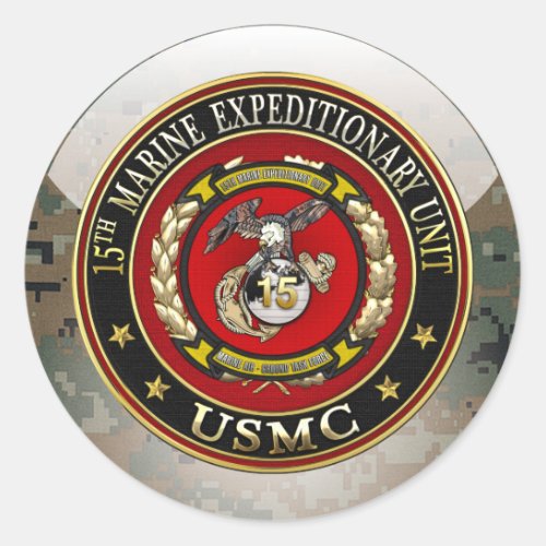 15th Marine Expeditionary Unit 15th MEU 3D Classic Round Sticker