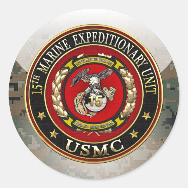 15th Marine Expeditionary Unit (15th MEU) [3D] Classic Round Sticker (Front)