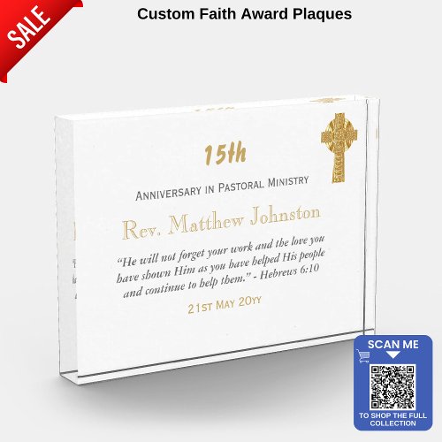 15th Ordination Anniversary ANY CLERGY YEARS EDIT Acrylic Award