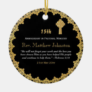15th Ordination Anniversary Personalized Scripture Ceramic Ornament