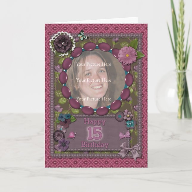 15th Photo card for a birthday (Front)
