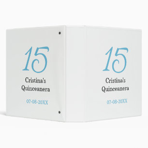 15th quinceanera birthday blue black bold letter n 3 ring binder