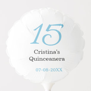 15th quinceanera birthday blue black bold letter n balloon