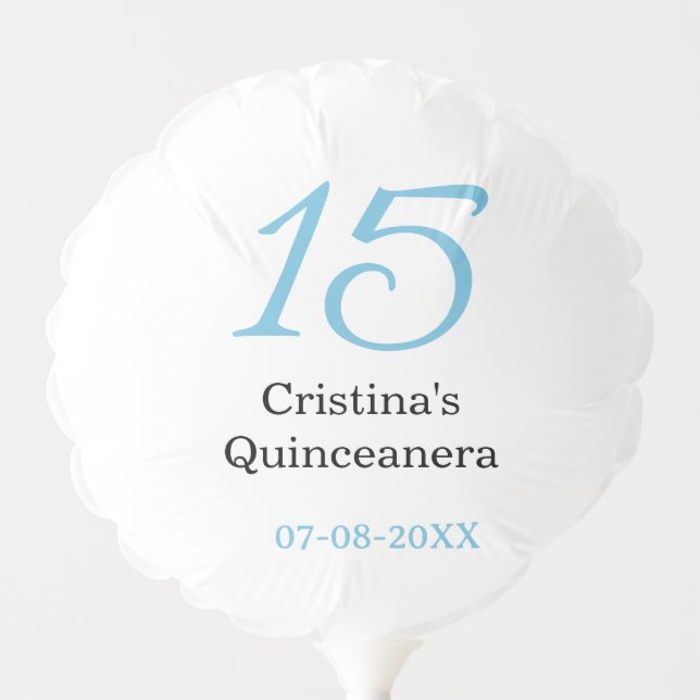 15th quinceanera birthday blue black bold letter n balloon (Front)