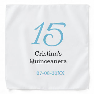 15th quinceanera birthday blue black bold letter n bandana