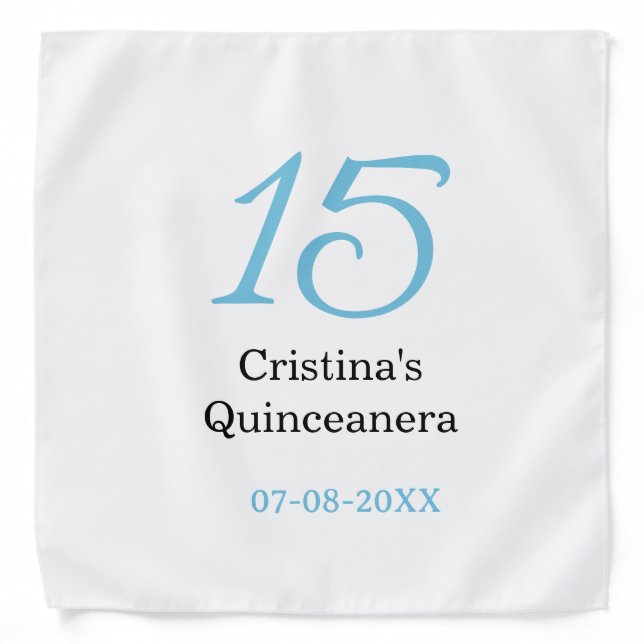 15th quinceanera birthday blue black bold letter n bandana (Front)