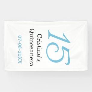 15th quinceanera birthday blue black bold letter n banner