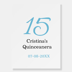 15th quinceanera birthday blue black bold letter n foam board