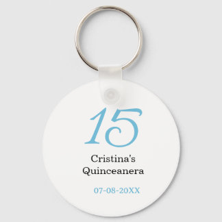 15th quinceanera birthday blue black bold letter n keychain