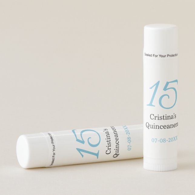 15th quinceanera birthday blue black bold letter n lip balm (Front)