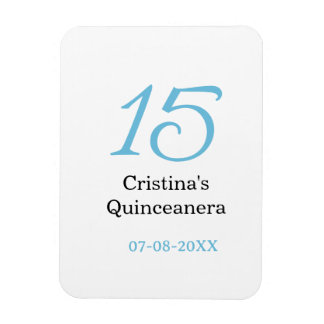 15th quinceanera birthday blue black bold letter n magnet