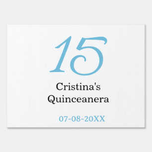 15th quinceanera birthday blue black bold letter n sign