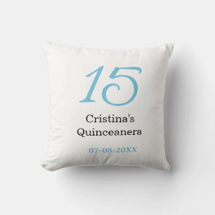 15th quinceanera birthday blue black bold letter n throw pillow