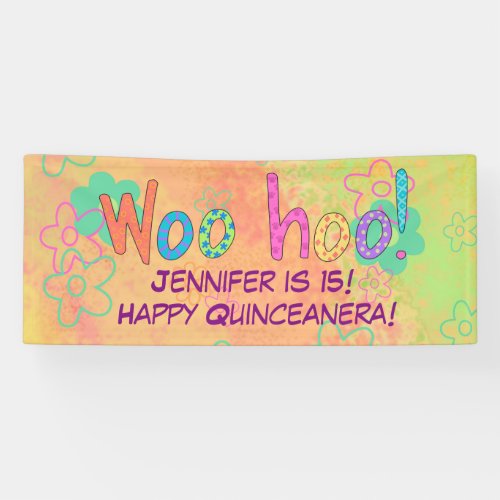 15th Quinceanera Birthday Name Personalized Banner
