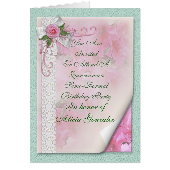 15th Quinceanera  Birthday party invitation  rose Card