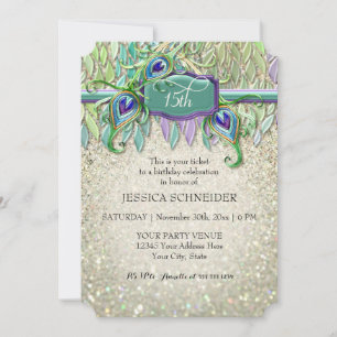 15th Quinceanera Fifteenth Birthday Party Ticket Invitation