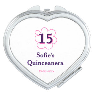 15th quinceanera happy birthday pink purple date compact mirror