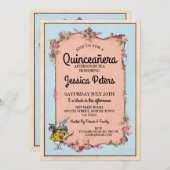 15th Quinceanera Party Wonderland Rabbit Invite (Front/Back)