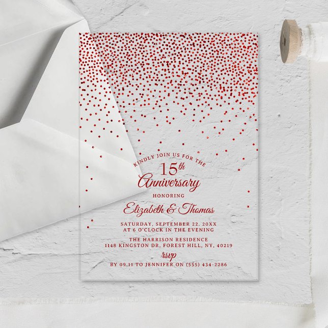 15th Ruby Wedding Anniversary Acrylic Invitations (Creator Uploaded)