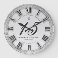 15th Silver Wedding Anniversary Large Clock